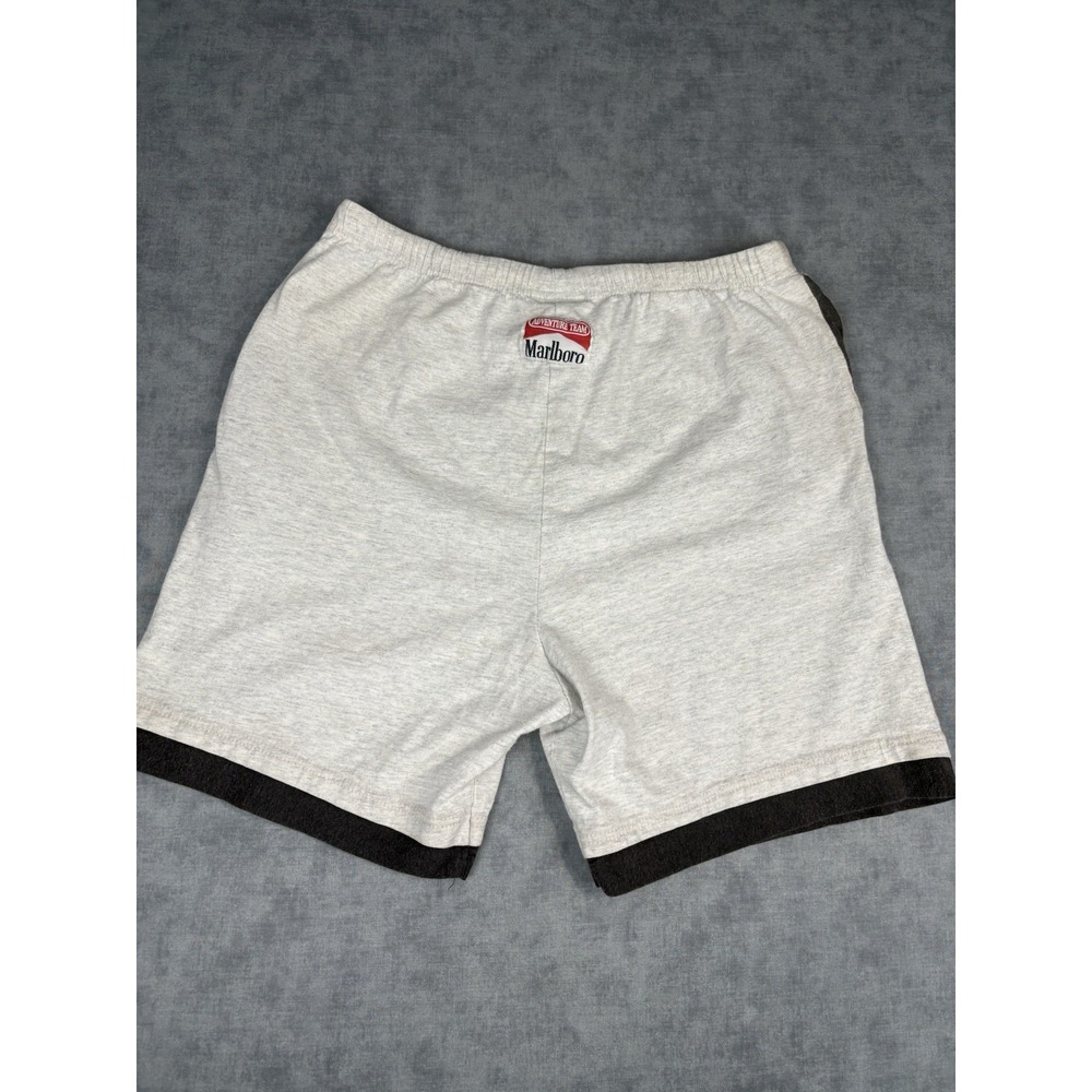 Vintage 90s Marlboro Adventure Team Sweat Shorts XL Gray Compass Logo Stains
